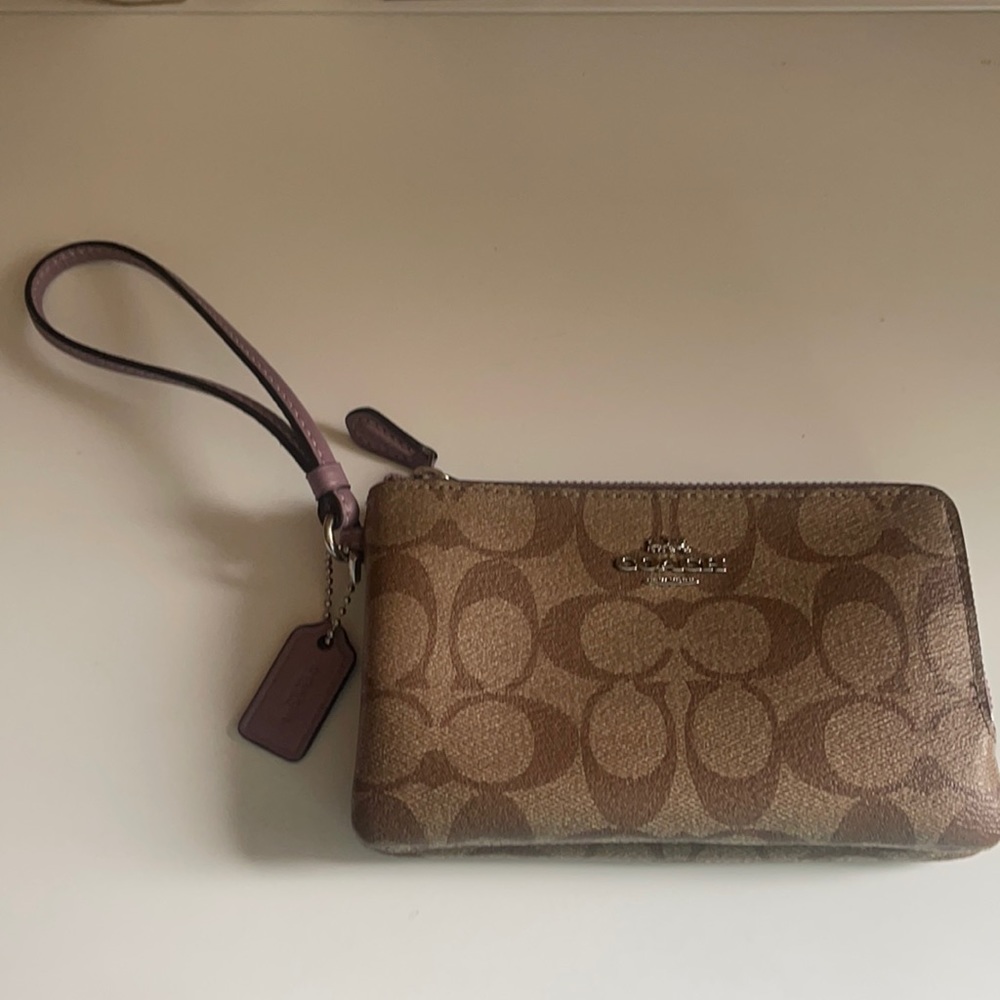 Coach double corner zip wristlet.